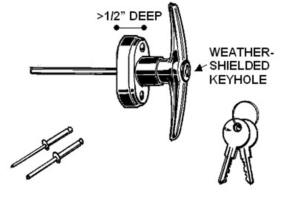 T-Handle, Easy Mount Deep Hub Keyed Alike