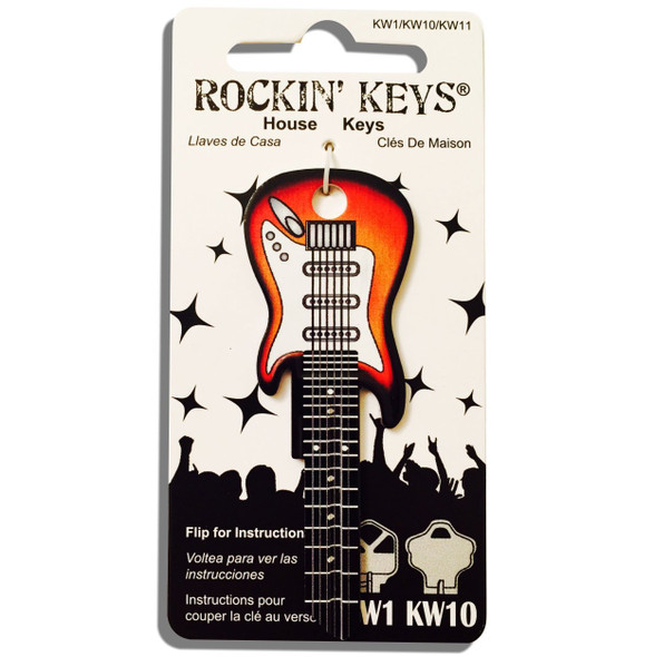 Rockin Key  3663-KW1 Blank Sunburst Fender Guitar, Kwikset Profile