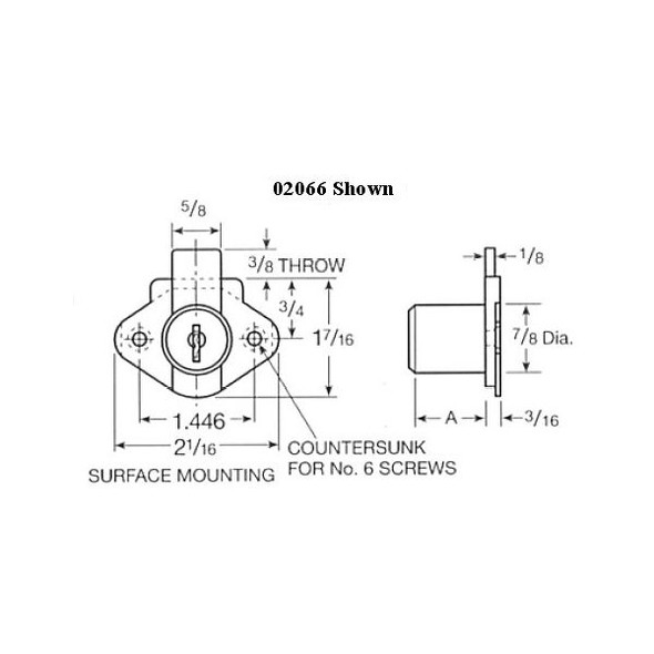 CCL 02066 1-1/8" line drawing image with dimensions