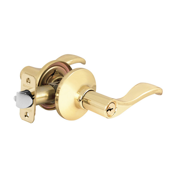 Master Lock WL0103 Entry Lock, Bright Brass Wave Lever, Keyed Alike (2-Pack)