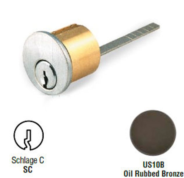 GMS R118-SC 10B Rim Cylinder, Schlage C SC1/SC4, Custom Keyed