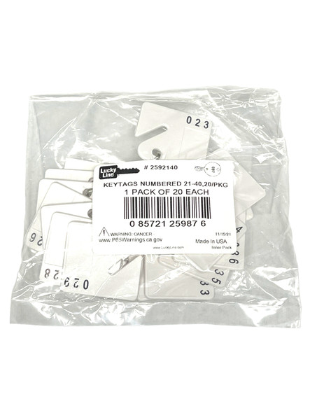 Lucky Line 2592140 Tags, Square Notch Numbered 21 to 40 (20-Pack)