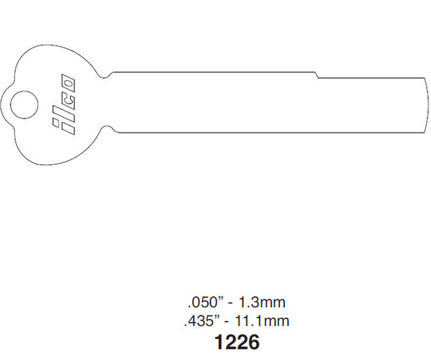 Ilco 1226 Key Blank Line Drawing Profile Image