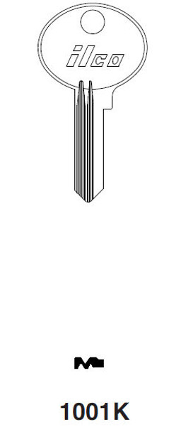 Ilco 1001K Key Blank Line Drawing Profile Image