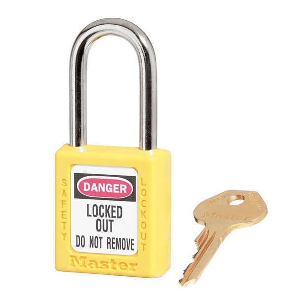 Master Lock 410YLW Safety Padlock, 410 Yellow Keyed Different, 1 Key