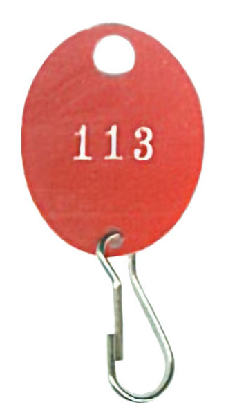 Lund 504-C Red plastic oval numbered tag Lund 504-C Red plastic oval numbered tag