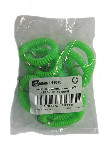 Lucky Line 41046 Wrist Coil, Key Chain Neon Green 10pk