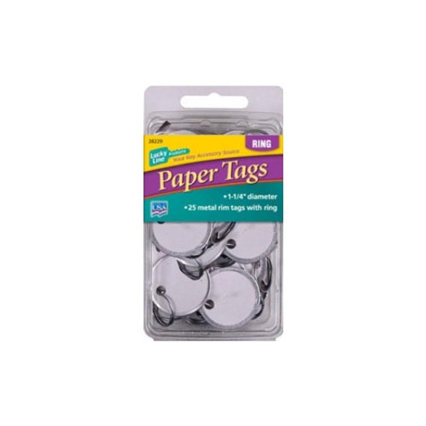 Paper Tags, 1-1/4 w/Ring 25/pk White Color (28229)