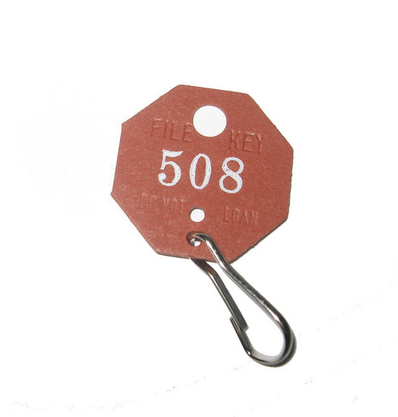 Lund 507 Key Tags, Octagonal Red Fibre Numbered