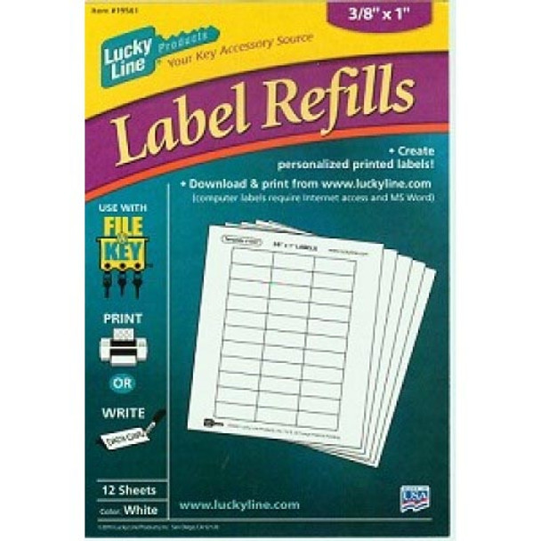 Labels for File-A-Key 12 Sheets, Base Labels 19561 White