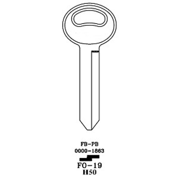 Key blank, JMA FO19E for Ford H50 Secondary