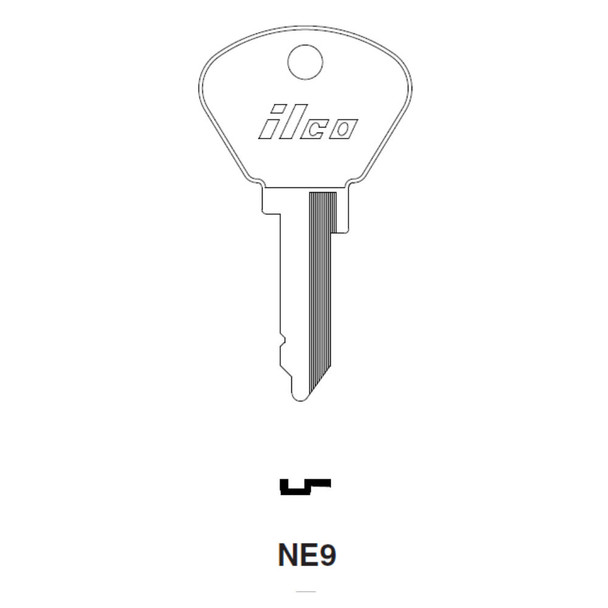 Ilco NE9 Key Blank Line Drawing Profile Image