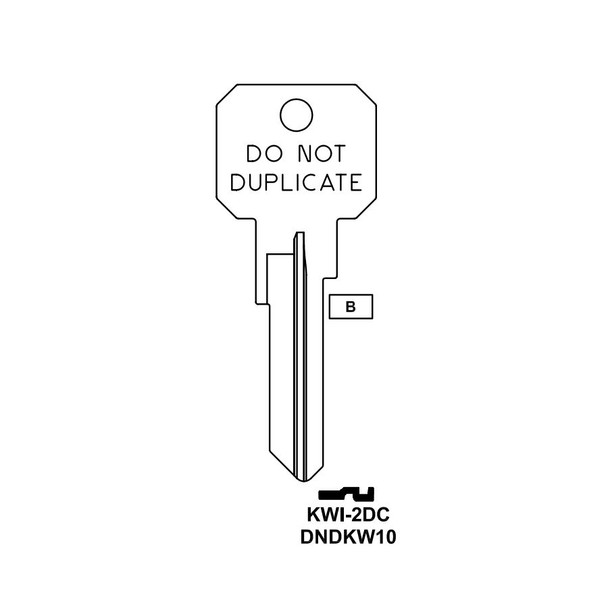 JMA KWI-2DC DND key blank with Do Not Duplicate on large headed key