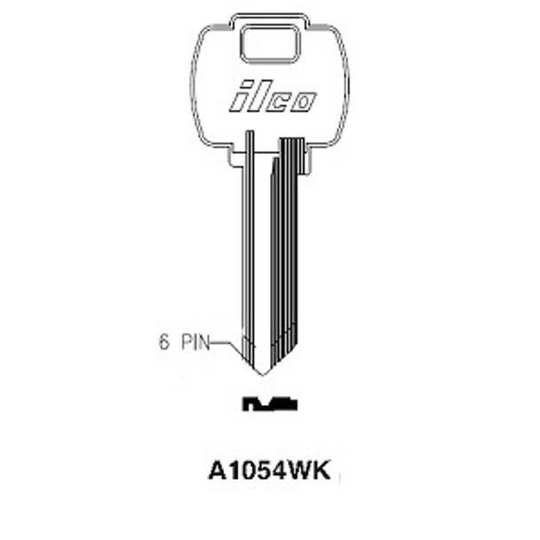 Ilco A1054WK Key Blank Line Drawing Profile Image