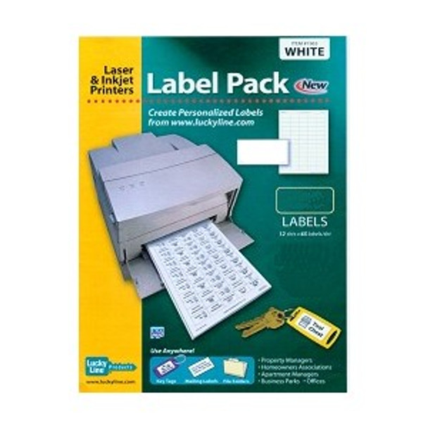 Labels for File-A-Key 12 Sheets, Base Labels 19661 White