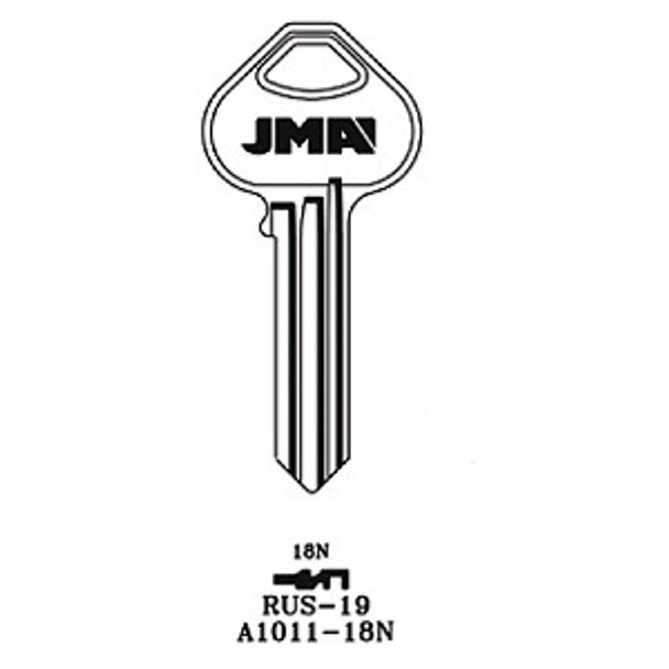 Key blank, JMA RUS19 for Corbin Russwin 18N,A1011-18N