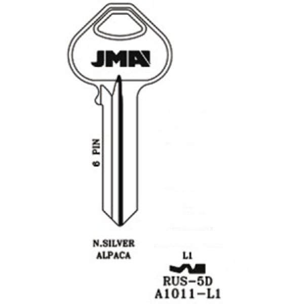 Key blank, JMA RUS5D for Corbin/Russwin A1011L1
