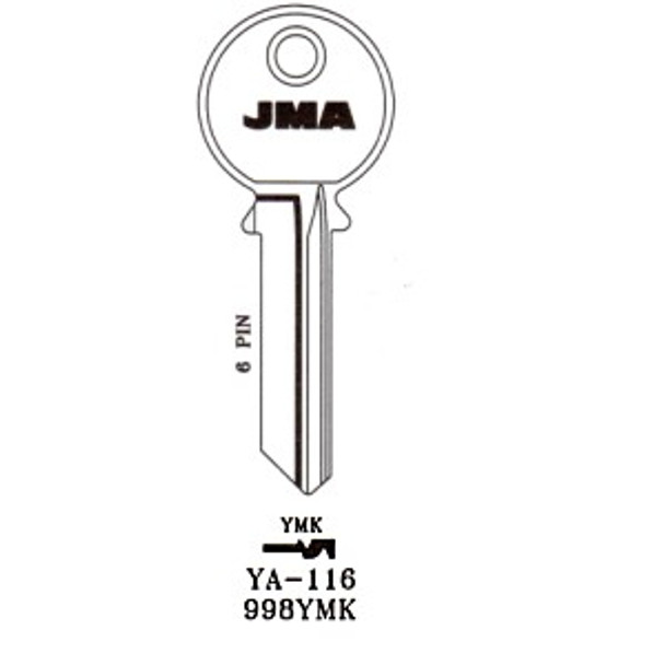 JMA YA-116 Key Blank Line Drawing Profile Image