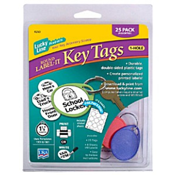 Lucky Line 25029 Assorted Color Round Key Tags