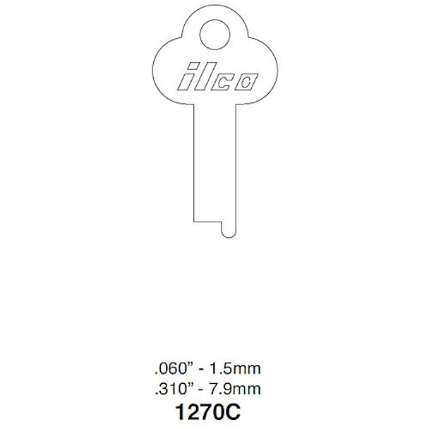 Ilco 1270C Flat Steel Key Blank Line Drawing Profile Image