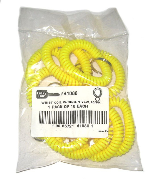 Wrist Coil, Key Chain - Neon Yellow 41086 (10-Pack)