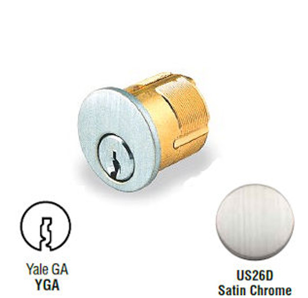 GMS M118-YGA-26D KD Mortise Cylinder, 1-1/8 Yale GA, Keyed Different GMS M118-YGA-26D KD Mortise Cylinder, 1-1/8 Yale GA, Keyed Different