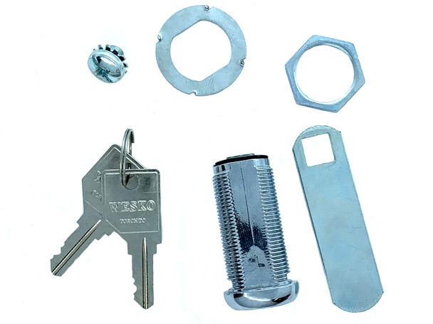 Wesko Cam Lock, X-1.5" 1-1/2" Length, 2" Cam Core Install/Removable Nickel Finish