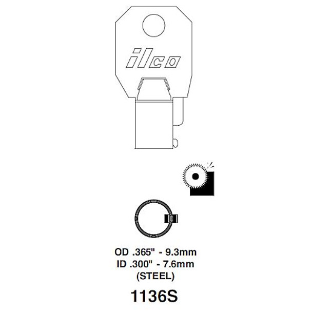 Ilco 1136S Key Blank Line Drawing Profile Image
