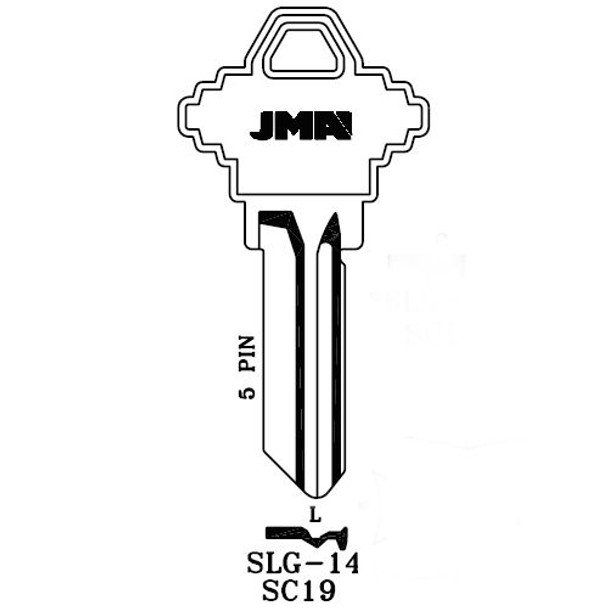 JMA SLG-14 Key Blank, Schlage 1145L 5-Pin