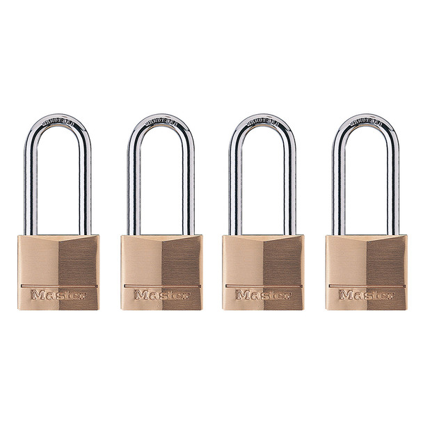 Master Lock 140QLH Padlock, Brass Body Keyed Alike (4-Pack)