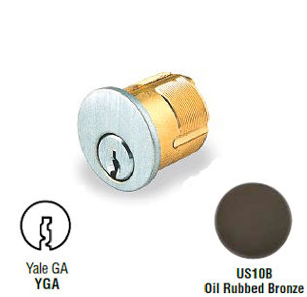 GMS M118-YGA-10B  Mortise Cylinder 1-1/8, Yale GA, Keyed Different GMS M118-YGA-10B  Mortise Cylinder 1-1/8, Yale GA, Keyed Different