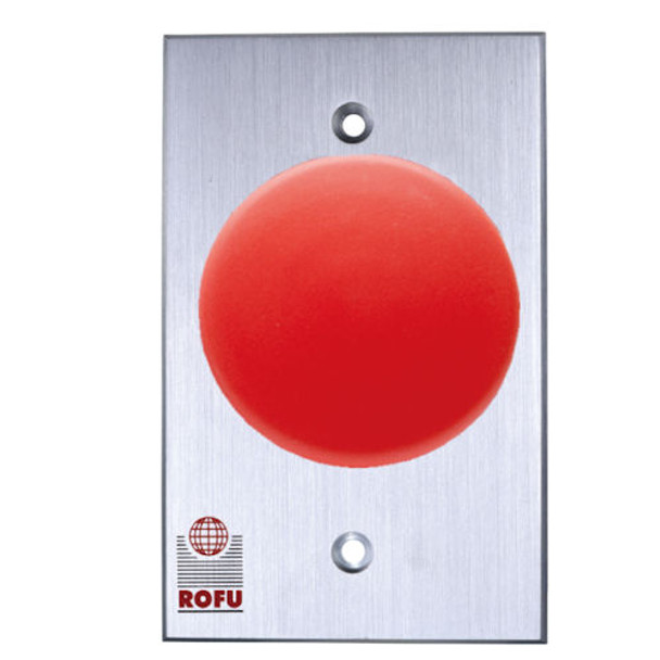 Exit Switch, Rofu 9601 SPST N/C Momentary, 2-3/8" Red