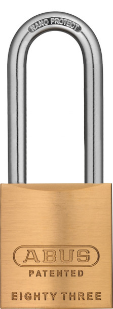 Abus 83/45-900 Brass Body Padlock with 3" Shackle, Arrow Keyway, Zero Bitted