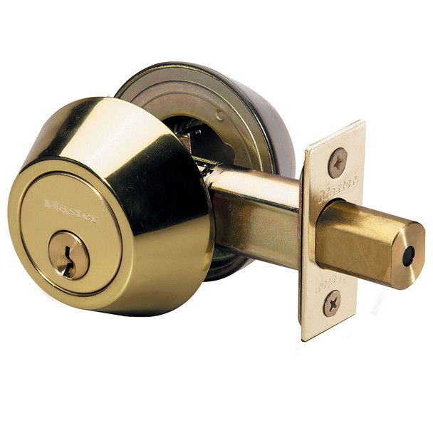 Master Lock DSO0703 Deadbolt, D/C Bright Brass, Custom Keyed