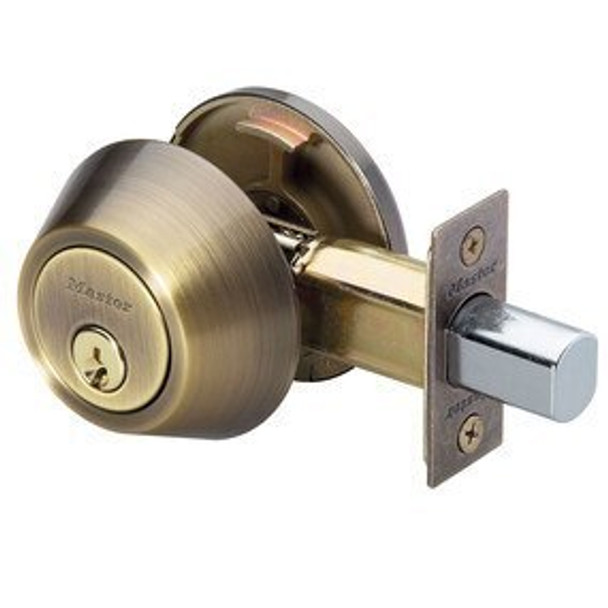 Master Lock DS0605 Deadbolt, S/C Antique Brass KW1, Keyed Alike (3-Pack)