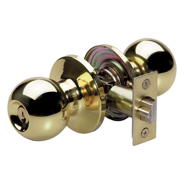 Master Lock BAO0103 Entry Lock, Bright Brass Ball KW1, Keyed Alike (2-Pack)