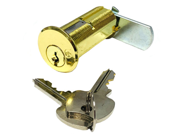 Olympus DCN4 Pin Tumbler Cam Lock, Brass Finish with 2 Keys