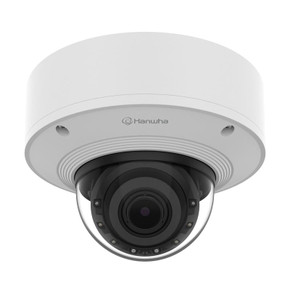 Hanwha Vision PNV-A6081R-E1T indoor/outdoor dome SSD camera facing forward Hanwha Vision PNV-A6081R-E1T indoor/outdoor dome SSD camera facing forward