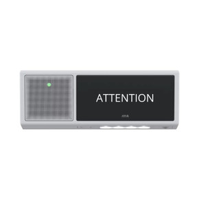 AXIS C1720 indoor dual-sided network display speaker facing forward showing an alert
