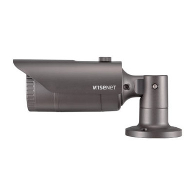 Hanwha Vision QNO-7012R outdoor vandal-resistant bullet IP camera left facing angled