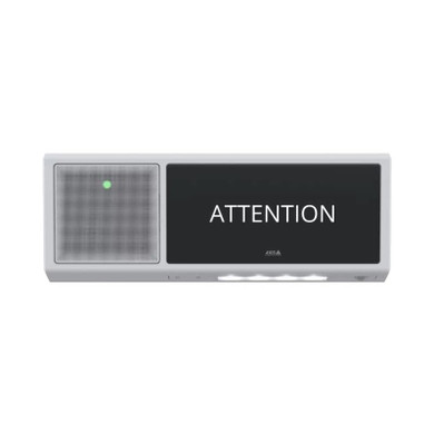 AXIS C1720 indoor dual-sided network display speaker facing forward showing an alert