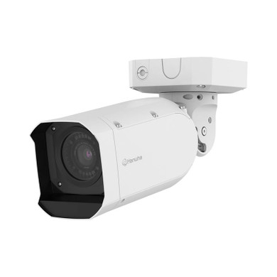 Hanwha Vision TNO-A26081 outdoor 26MP AI camera ceiling mounted facing left