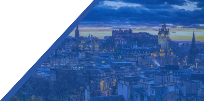 Edinburgh city scene with a blue wash overlaid
