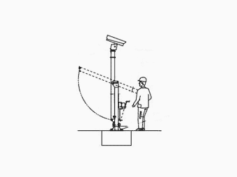 CCTV pole and engineer installing a camera