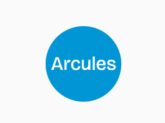 Milestone Arcules logo - white on ble