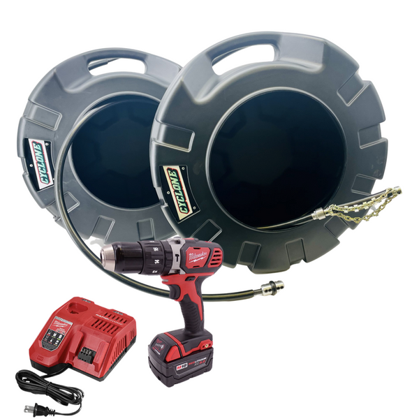 (NEW STYLE) CustomEyes (CE12KIT100EMN) Cyclone 1/2" x 100' with Milwaukee Drill Set