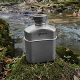 GRITR Titanium Canteen Mess Kit, Camping Open Fire Cookware Set w/ Storage Bag