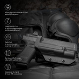 This edc pistol holster features an optic cut and open bottom to accommodate different red dot sights, threaded barrels, and compensators
