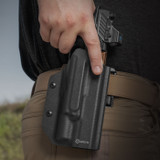 This OWB holster features the Posi-Click Audible Retention Lock system, which allows you to hear a "click" sound when your pistol is firmly seated