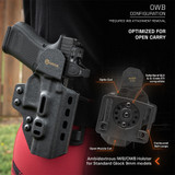 This GRITR OMNI holster was precision formed for Glock G17 Gen 1-6, G17 MOS Gen 4/5, G17M, G19 Gen 1-6, G19 MOS Gen 4/5, G19M, G19X, G22 Gen 3/4, G26 Gen 1-5, G31 Gen 3/4, G32 Gen 3/4, G34 Gen 1-5, G34 MOS Gen 4/5, G45 Gen 5 & 6, G47, G47 MOS, and all C/V Series versions of the previously mentioned models